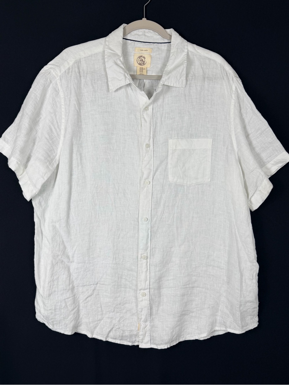 Panama Jack Men's White Short-Sleeve Linen Button-Down Shirt